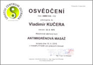 Antimigrénová masáž - certifikát